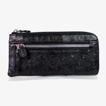 画像をギャラリービューアに読み込む, オストリッチ ダチョウ革 212-62473 L型ファスナー長財布 ブラック メンズ財布