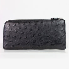 画像をギャラリービューアに読み込む, オストリッチ ダチョウ革 212-62473 L型ファスナー長財布 ブラック メンズ財布