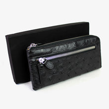 画像をギャラリービューアに読み込む, オストリッチ ダチョウ革 212-62473 L型ファスナー長財布 ブラック メンズ財布
