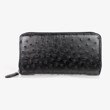 画像をギャラリービューアに読み込む, オストリッチ ダチョウ革 ラウンドファスナー 長財布 534-262 ブラック メンズサイフ