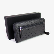 画像をギャラリービューアに読み込む, オストリッチ ダチョウ革 ラウンドファスナー 長財布 534-262 ブラック メンズサイフ