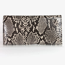 画像をギャラリービューアに読み込む, ヘビ柄 長財布 19013 カード4枚入 ファスナーポケット付き マチ無し レディース財布 メンズ財布 レディース小物 配送料無料