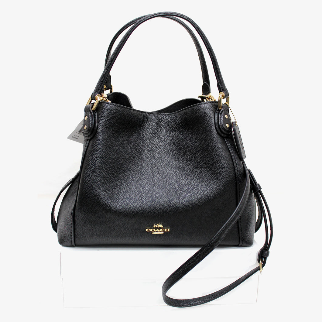 コーチ COACH 57124 イエディー ショルダーバッグ 28 ポリッシュド ペブルレザー ブラック Edie Shoulder Bag 28 Black