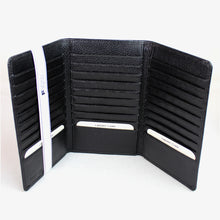 画像をギャラリービューアに読み込む, フォルトナー FORTNER 3592 カードケース長財布 ブラック　カード30枚入り　三つ折り　ソフト牛革 メンズ財布　レディース財布 送料無料
