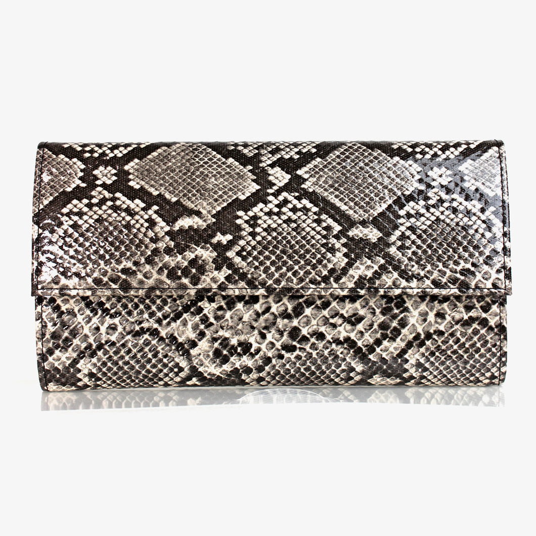 ヘビ柄 長財布 19031 大型 中ファスナー付き レディースサイフ メンズサイフ 送料無料