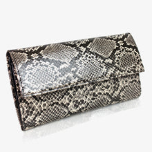 画像をギャラリービューアに読み込む, ヘビ柄 長財布 19031 大型 中ファスナー付き レディースサイフ メンズサイフ 送料無料
