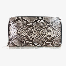 画像をギャラリービューアに読み込む, ヘビ柄 ラウンドファスナー長財布 19014 レディースサイフ メンズサイフ
