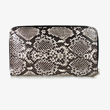 画像をギャラリービューアに読み込む, ヘビ柄 ラウンドファスナー長財布 19014 レディースサイフ メンズサイフ
