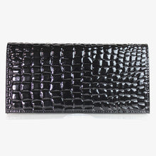 画像をギャラリービューアに読み込む, ワニ型押 長財布 19019 エナメル仕上げ マチナシ レディースサイフ メンズサイフ　送料無料
