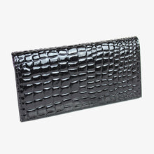 画像をギャラリービューアに読み込む, ワニ型押 長財布 19019 エナメル仕上げ マチナシ レディースサイフ メンズサイフ　送料無料
