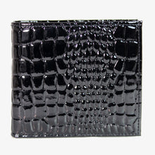 画像をギャラリービューアに読み込む, ワニ型押 二つ折り財布 19020 エナメル仕上げ 小銭入れ付き レディースサイフ メンズサイフ 送料無料
