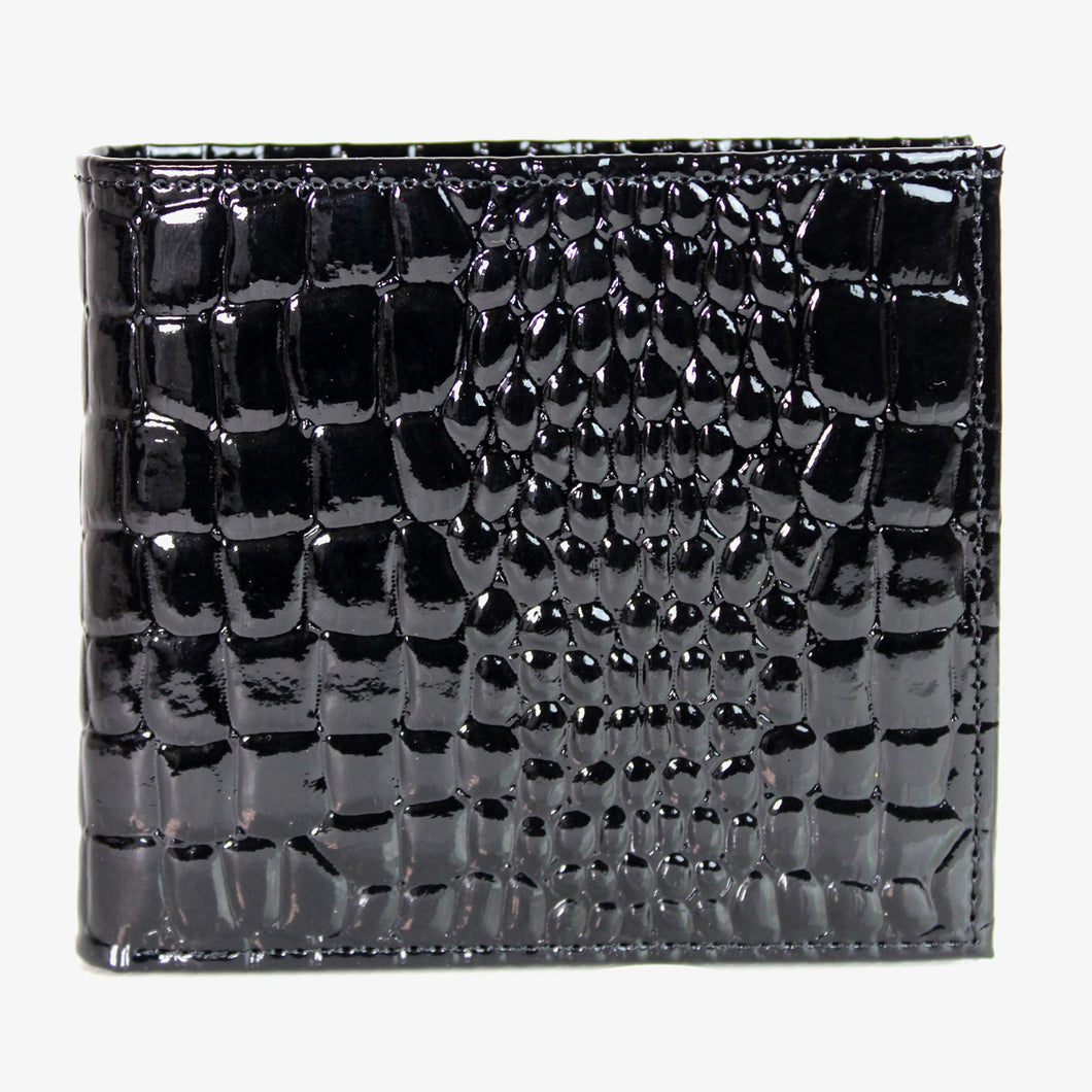 ワニ型押 二つ折り財布 19020 エナメル仕上げ 小銭入れ付き レディースサイフ メンズサイフ 送料無料