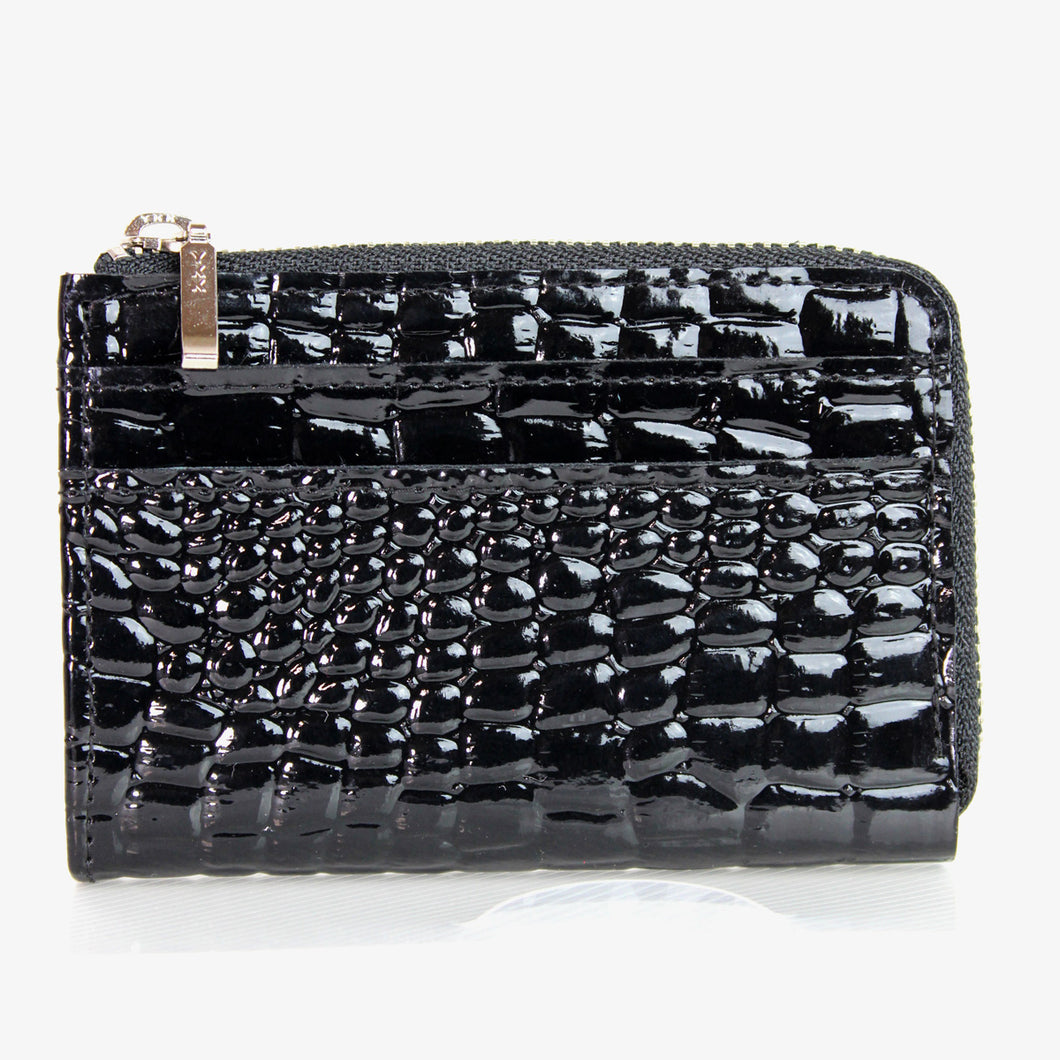 ワニ型押 Lファスナー小銭入れ 19124 エナメル仕上げ レディースサイフ メンズサイフ 送料無料