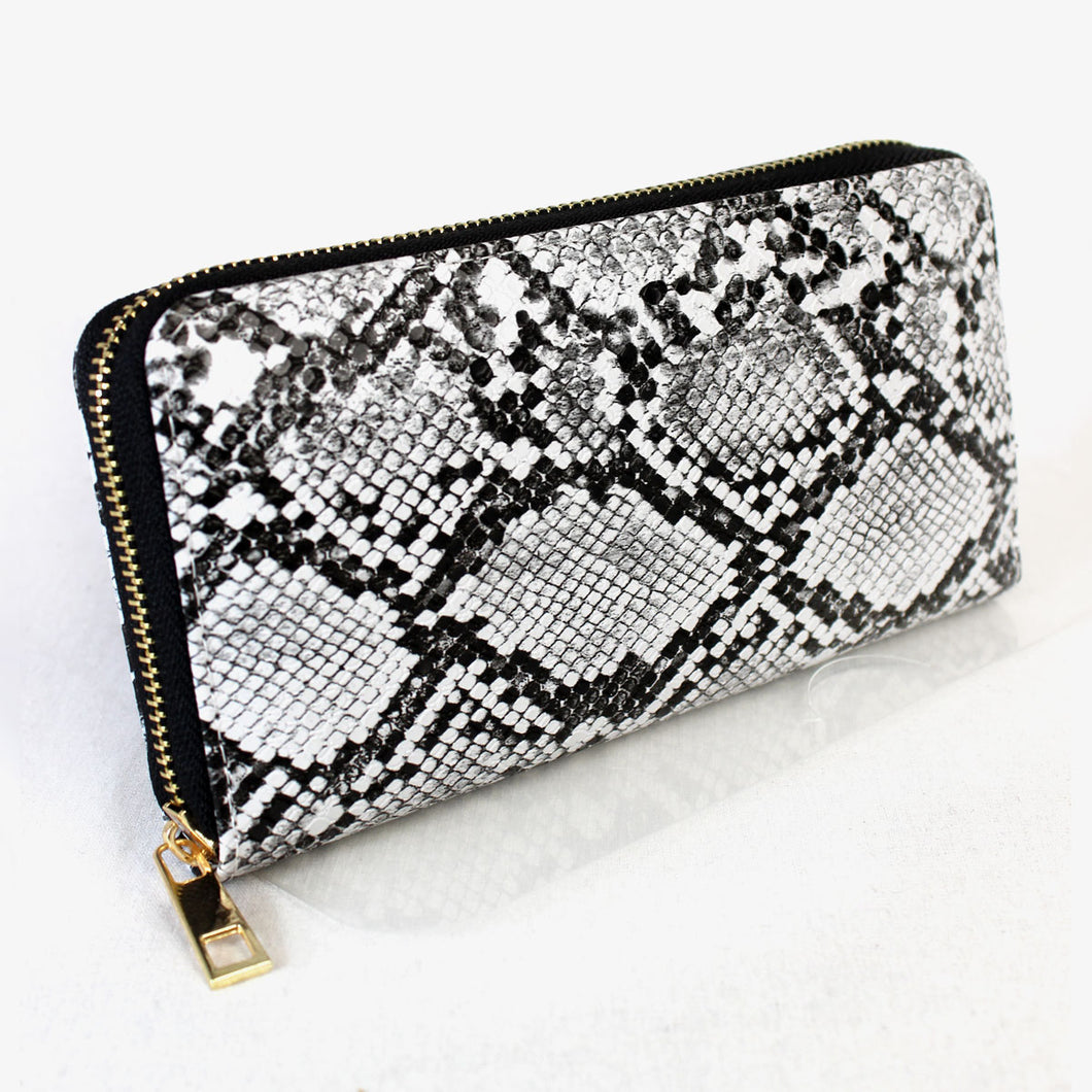 ヘビ柄ラウンドファスナー長財布 12602 NT レディース財布　メンズ財布　送料無料