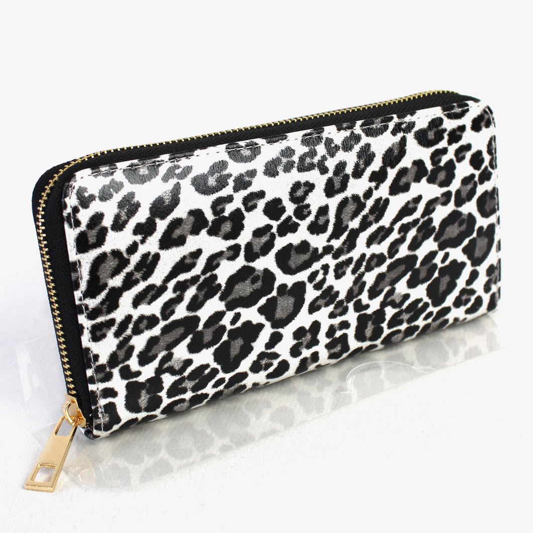 ヒョウ柄ラウンドファスナー長財布 12603 SV レディース財布　メンズ財布 送料無料