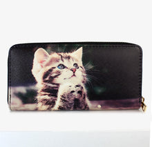 画像をギャラリービューアに読み込む, 猫 CAT ネコ ラウンドファスナー長財布 12605 GR  レディース財布  送料無料

