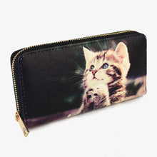 画像をギャラリービューアに読み込む, 猫 CAT ネコ ラウンドファスナー長財布 12605 GR  レディース財布  送料無料
