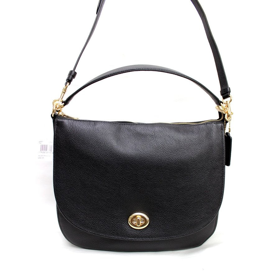 コーチ COACH 24771 ターンロック ホーボー ブラック Turnlock Hobo Polished Pebble Leather Black